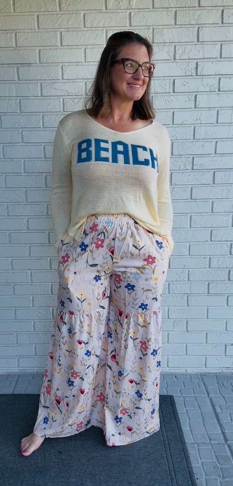 Floral Wide Leg Pants - Fairway Faith Apparel Co