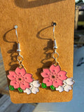 Pink Flower Earring | Silver Large